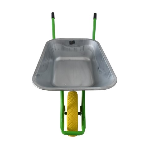 Taczka ogrodowa do 250kg pojemność 100 litrów zielony stelaż żółte koło pełne