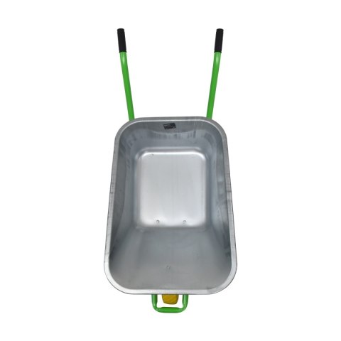 Taczka ogrodowa do 250kg pojemność 100 litrów zielony stelaż żółte koło pełne