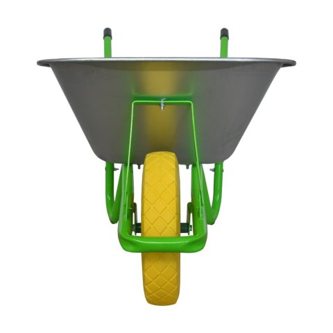 Taczka ogrodowa do 250kg pojemność 100 litrów zielony stelaż żółte koło pełne
