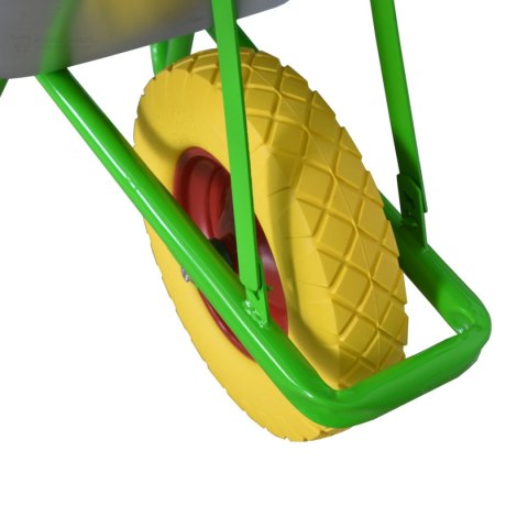 Taczka ogrodowa do 250kg pojemność 100 litrów zielony stelaż żółte koło pełne