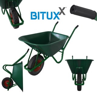 Taczka ogrodowa 100 litrów pojemności pełne koło z ośką solidna misa PCV wytrzymała taczka ogrodowa