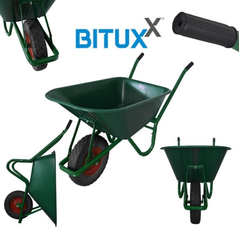 Taczka ogrodowa 100 litrów pojemności pełne koło z ośką solidna misa PCV wytrzymała taczka ogrodowa