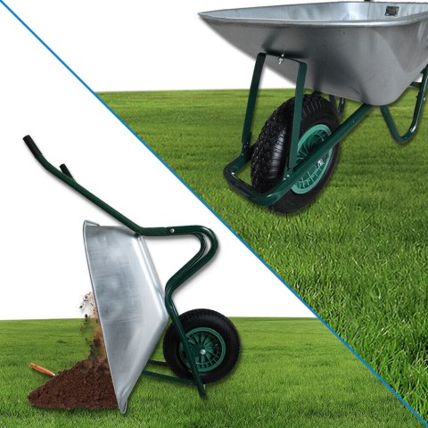 Taczka ogrodowa ocynkowana 100 litrów stelaż stalowy solidna taczka duża misa