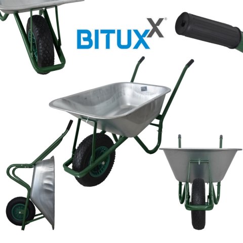 Taczka ogrodowa ocynkowana 100 litrów stelaż stalowy solidna taczka duża misa