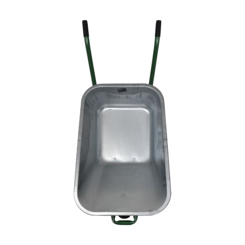 Taczka ogrodowa ocynkowana 100 litrów stelaż stalowy solidna taczka duża misa