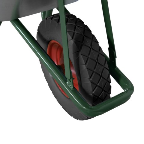 Taczka ogrodowa mocna solidna budowlana taczka z czarnym kołem ocynkowana misa pojemność do 100 ltrów