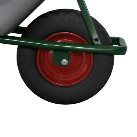 Taczka ogrodowa mocna solidna budowlana taczka z czarnym kołem ocynkowana misa pojemność do 100 ltrów