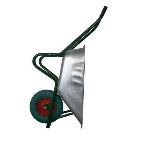 Taczka ogrodowa budowlana misa ocynkowana zielone koło stabilna wytrzymała taczka do 100litrów pojemności