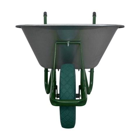 Taczka ogrodowa budowlana misa ocynkowana zielone koło stabilna wytrzymała taczka do 100litrów pojemności