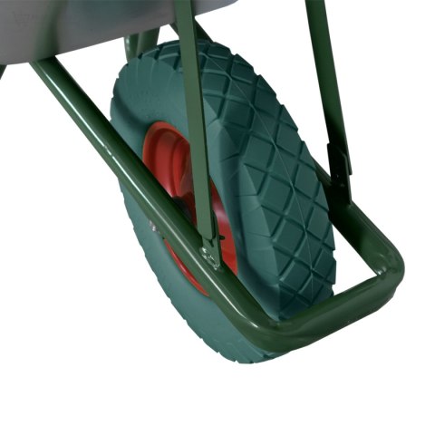 Taczka ogrodowa budowlana misa ocynkowana zielone koło stabilna wytrzymała taczka do 100litrów pojemności