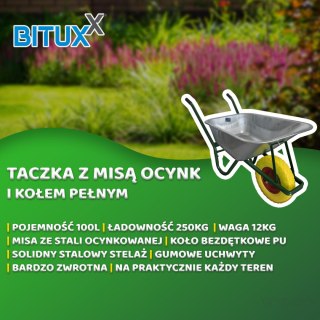 TACZKA OGRODOWA TACZKI MOCNA 100L BUDOWLANA + KOŁO ŻÓŁTE CYNK