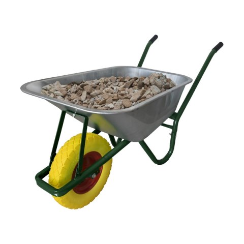 TACZKA OGRODOWA TACZKI MOCNA 100L BUDOWLANA + KOŁO ŻÓŁTE CYNK