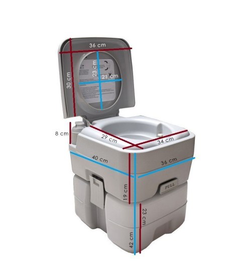 Mobilna Toaleta Turystyczna 20 L – Przenośne WC do Kampera, Kempingu i Namiotu, Łatwe Spłukiwanie i Transport