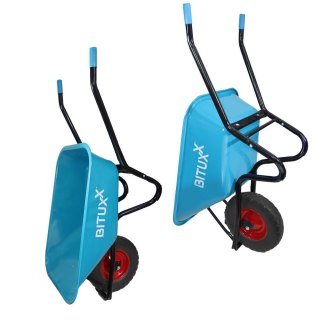 Taczka Ogrodowa Solidna taczka 100L jednokołowa niebieska Mocna 250kg koło PU