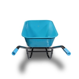 Taczka Ogrodowa Solidna taczka 100L jednokołowa niebieska Mocna 250kg +zielone koło PU