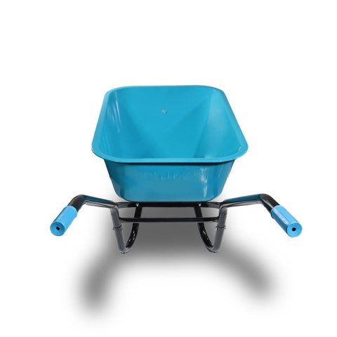 Taczka Ogrodowa Solidna taczka 100L jednokołowa niebieska Mocna 250kg +zielone koło PU