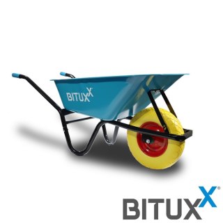 Taczka Ogrodowa Solidna taczka 100L jednokołowa niebieska Mocna 250kg +żółte koło PU