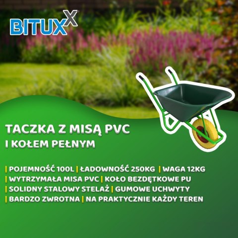 Taczka Ogrodowa/Budowlana Jednokołowa PU 100L 250kg Misa PVC Żólte Koło