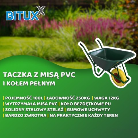 Taczka Ogrodowa/Budowlana Jednokołowa PU 100L 250kg Misa PVC Żólte Koło