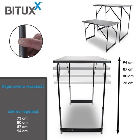 Wielofunkcyjny Stół Campingowy targowy 3 części Składany 100x60 cm Btiuxx