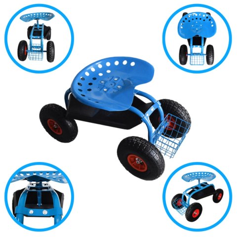 Wózek ogrodowy z siedziskiem na kółkach – mobilny taboret do pielenia i pielęgnacji roślin