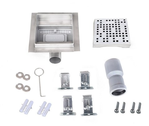 ODPŁYW KWADRATOWY BITUXX ŚCIEKOWA PRYSZNICOWA 15X15CM ZE STALI NIERDZEWNEJ PIXEL