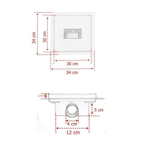 ODPŁYW KWADRATOWY KRATKA PRYSZNICOWA 30X30CM STAL NIERDZEWNA PIXEL
