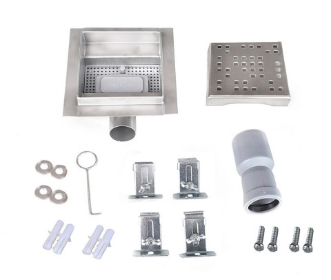 ODPŁYW KWADRATOWY ZE STALI NIERDZEWNEJ ŚCIEKOWA PRYSZNICOWA 12X12CM PIXEL