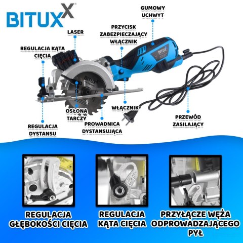 PILARKA TARCZOWA 45-90° Z LASEREM PIŁA 705W RĘCZNA Z TARCZĄ 115MM BITUXX