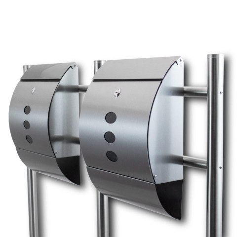 PODWÓJNA PÓŁOKRĄGŁA SKRZYNKA POCZTOWA WOLNOSTOJĄCA Z GAZETNIKIEM