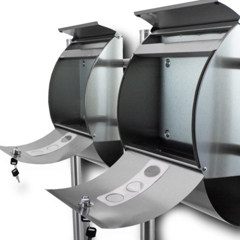 PODWÓJNA PÓŁOKRĄGŁA SKRZYNKA POCZTOWA WOLNOSTOJĄCA Z GAZETNIKIEM