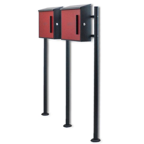 PODWÓJNA SKRZYNKA NA LISTY POCZTOWA CZERWONA WOLNOSTOJĄCA NAPIS "POST"
