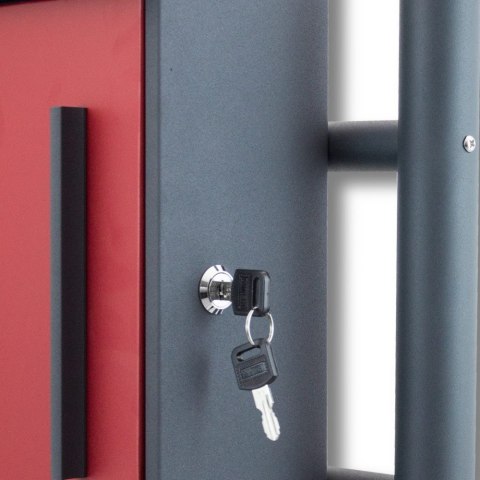 PODWÓJNA SKRZYNKA NA LISTY POCZTOWA CZERWONA WOLNOSTOJĄCA NAPIS "POST"