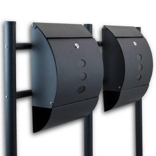 PODWÓJNA SKRZYNKA NA LISTY POCZTOWA WOLNOSTOJĄCA CIEMNOSZARA