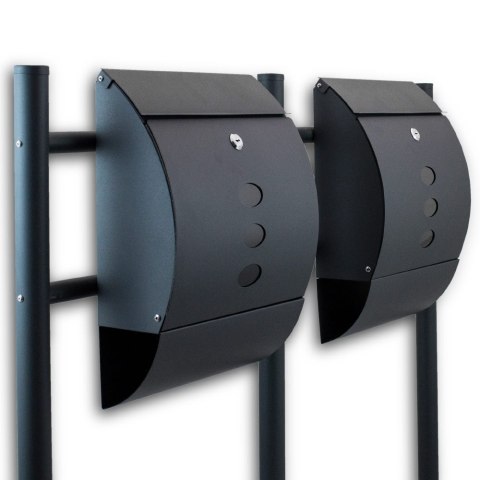 PODWÓJNA SKRZYNKA NA LISTY POCZTOWA WOLNOSTOJĄCA CIEMNOSZARA