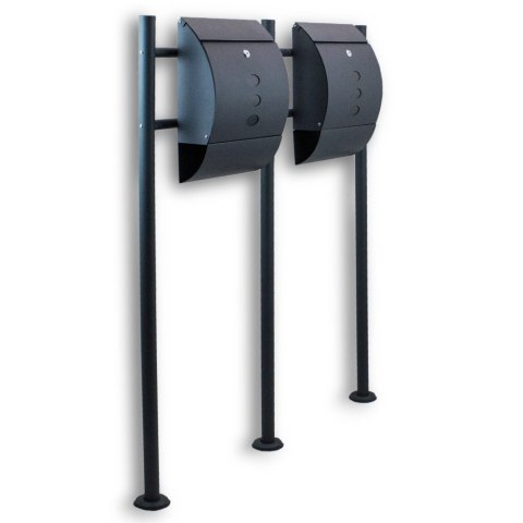 PODWÓJNA SKRZYNKA NA LISTY POCZTOWA WOLNOSTOJĄCA CIEMNOSZARA