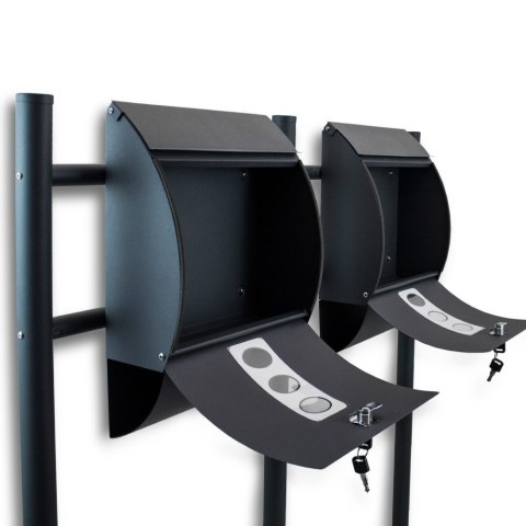 PODWÓJNA SKRZYNKA NA LISTY POCZTOWA WOLNOSTOJĄCA CIEMNOSZARA