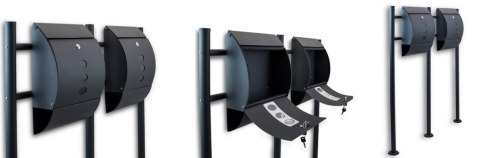 PODWÓJNA SKRZYNKA NA LISTY POCZTOWA WOLNOSTOJĄCA CIEMNOSZARA