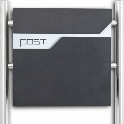 Podwójna skrzynka pocztowa na słupku zestaw 2 szt. z inox stojakiem i gazetnikiem