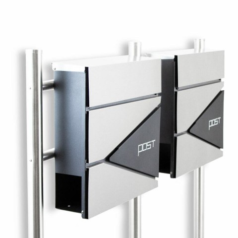 PODWÓJNA SKRZYNKA POCZTOWA Z GAZETNIKIEM WOLNOSTOJĄCA NOWOCZESNA