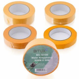 POMARAŃCZOWA SOLIDNA MALARSKA TAŚMA KLEJĄCA 1 SZTUKA BITUXX 50MM DŁUGA 50M