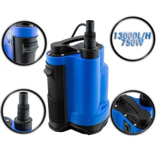POMPA DO WODY Z WYŁĄCZNIKIEM PŁYWAKOWYM ZANURZENIOWA 750W 13000L/H