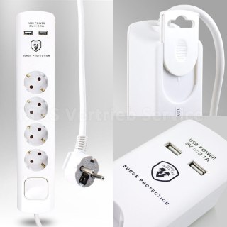 PRZEDŁUŻACZ 4 GNIAZDA + USB