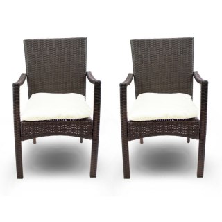 RATTANOWE KRZESŁA OGRODOWE TARASOWE 2 SZTUKI SOLIDNE LACESTONE