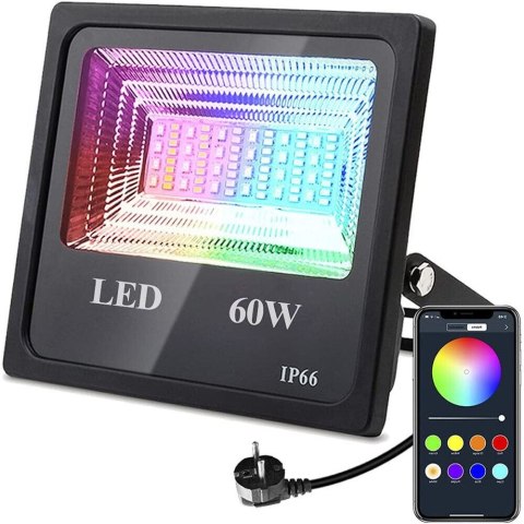 REFLEKTOR KOLOROWY LED 60W ZE STEROWANIEM Z APLIKACJI BLUETOOTH IP66