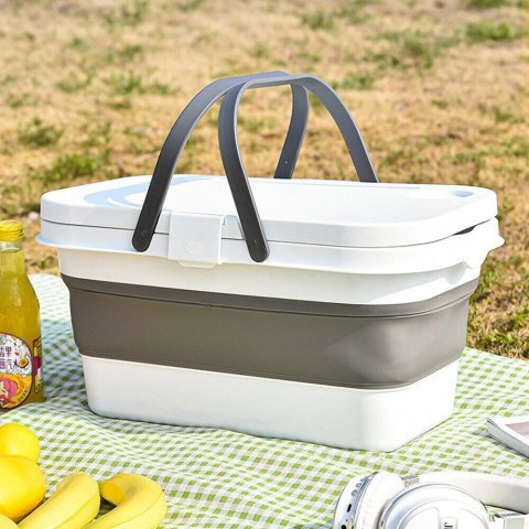 SKŁADANY KOSZ PIKNIKOWY NA ZAKUPY LEKKI 16L Z POKRYWKĄ WIELOFUNKCYJNY
