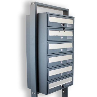 SKRZYNKA NA LISTY POCZTOWA LOKATORSKA 6 CIEMNOSZARA ZE STALI NIERDZEWNEJ