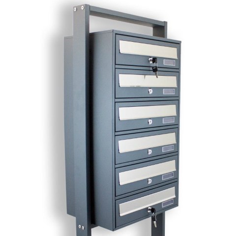 SKRZYNKA NA LISTY POCZTOWA LOKATORSKA 6 CIEMNOSZARA ZE STALI NIERDZEWNEJ