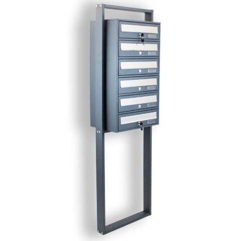 SKRZYNKA NA LISTY POCZTOWA LOKATORSKA 6 CIEMNOSZARA ZE STALI NIERDZEWNEJ