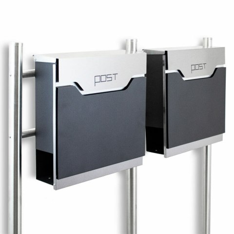 SKRZYNKA NA LISTY PODWÓJNA Z GAZETNIKIEM 2szt POST NOWOCZESNA NA SŁUPKU STOJĄCA